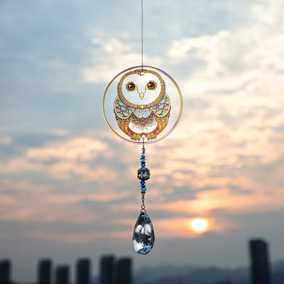 Olivenorma Owl Chakra Crystal Pendant Suncatcher Wind Chime