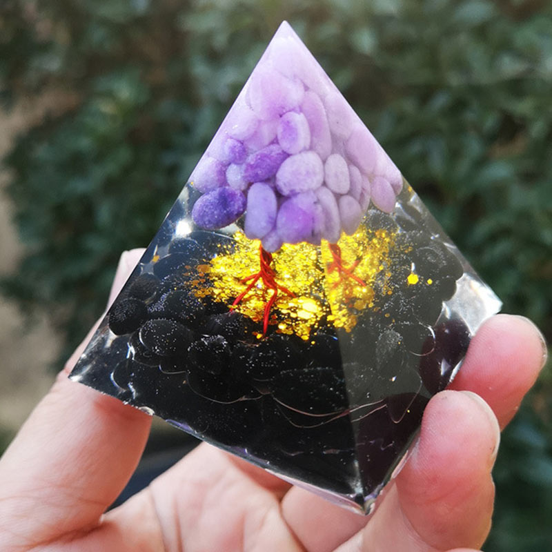 Olivenorma Purple Jade Obsidian Tree Of Life Orgone Pyramid