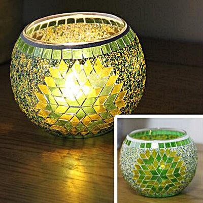 Olivenorma European Retro Glass Mosaic Candle Holder