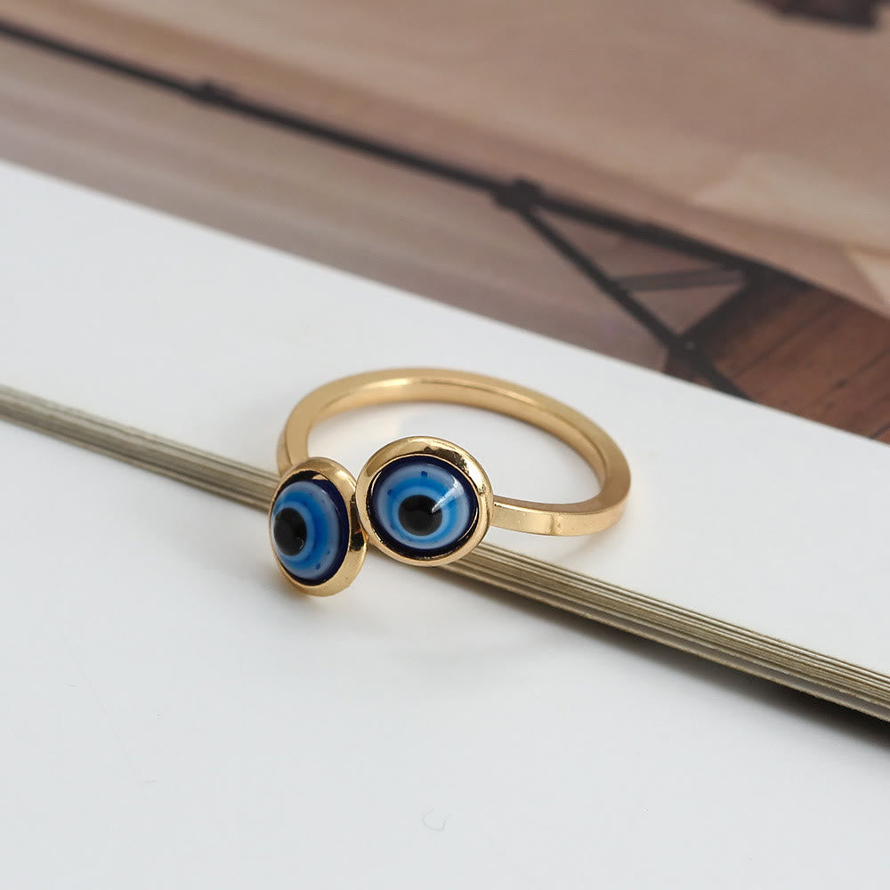 Olivenorma White Zircon Gold Plated Evil Eye Women Ring