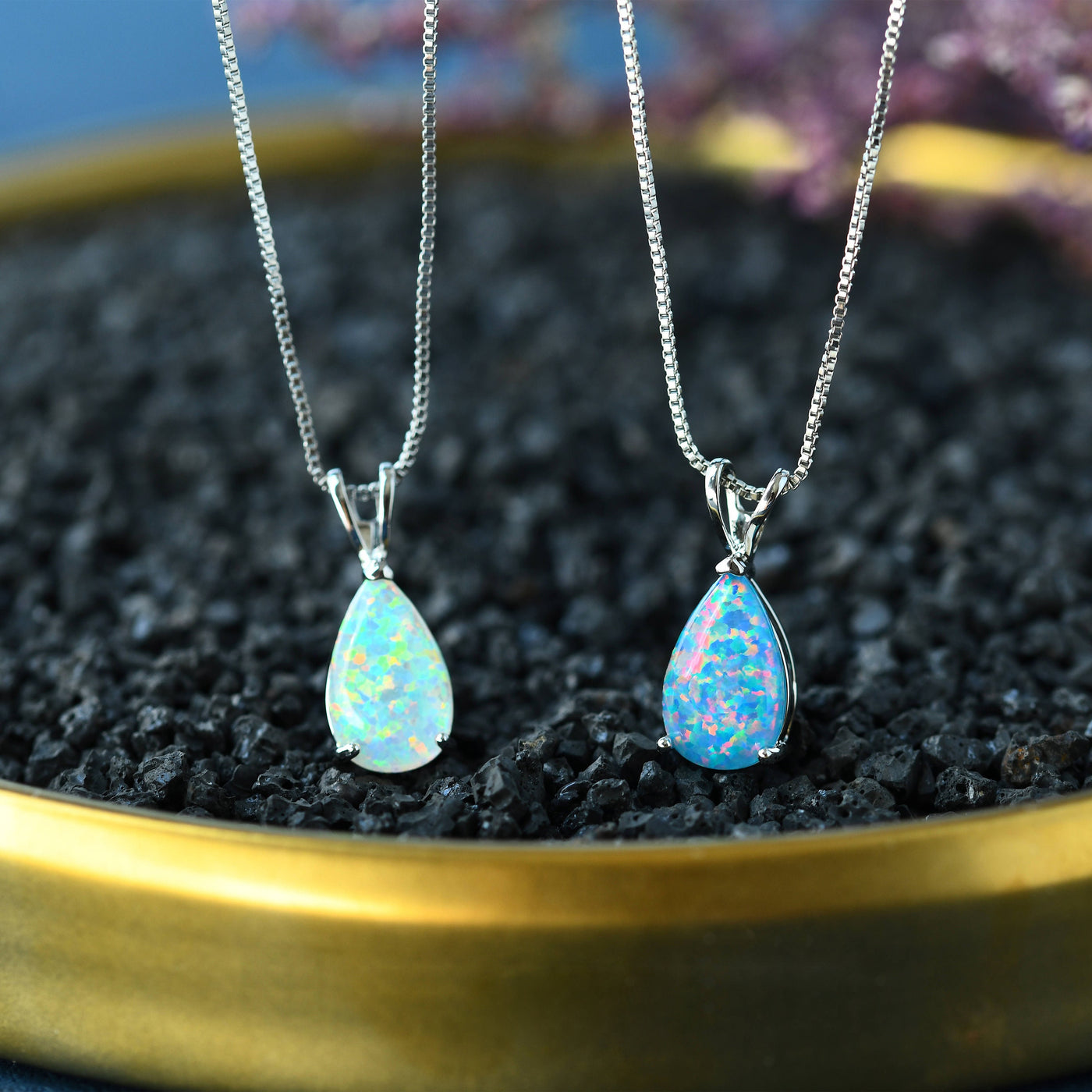 Olivenorma Minimalist Droplet Opal Pendant Necklace