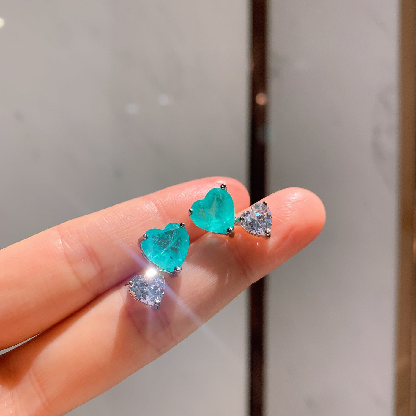 Olivenorma Heart Shape Paraiba Tourmaline Necklace Earrings