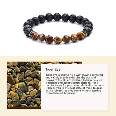 Tiger Eye With Lava Stone Protection Bracelet