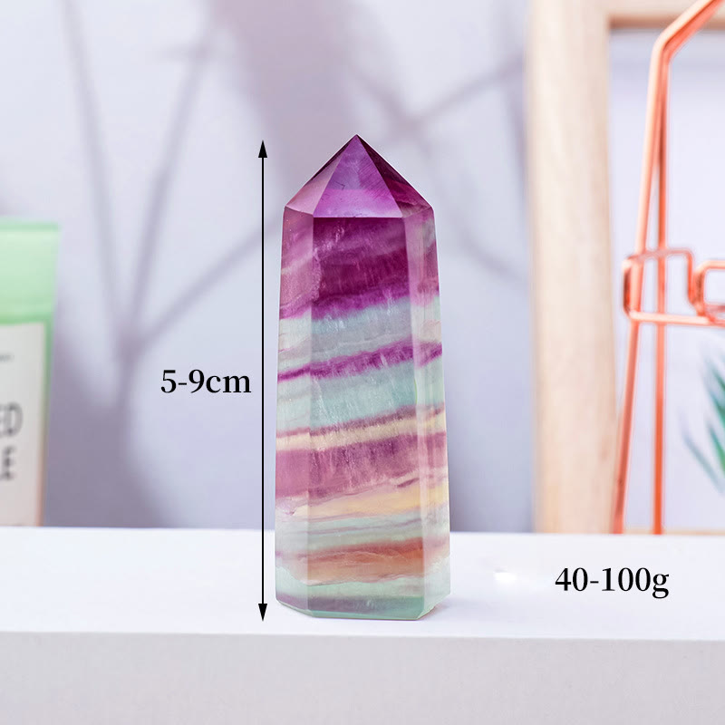 Olivenorma Natural Rainbow Fluorite Hexagonal Pillars Crystal Wands