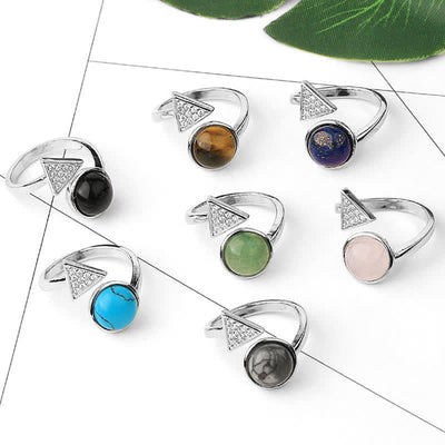 Olivenorma Geometric Shape Natural Crystal Adjustable Ring