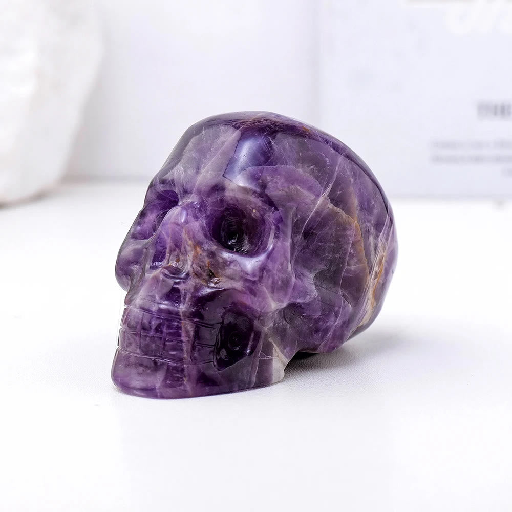 Olivenorma 3inch Amethyst Skull Statue Healing Gemstone Decoration