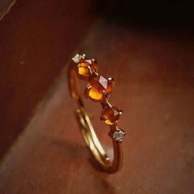 Olivenorma Adjustable Orange Garnet Ring