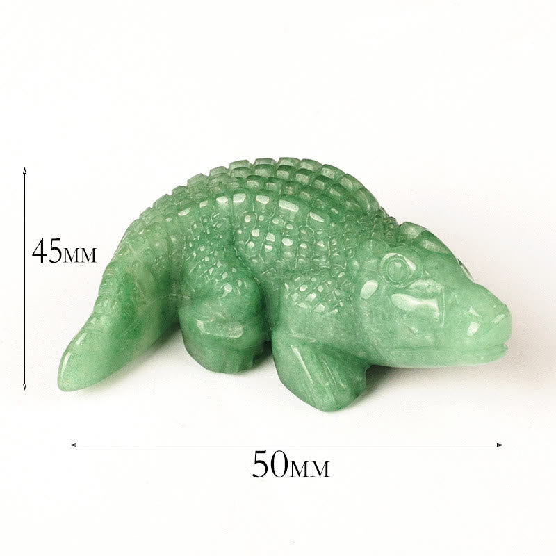 Olivenorma 2'' Crystal Carved Crocodile Figurine Gemstone Decoration