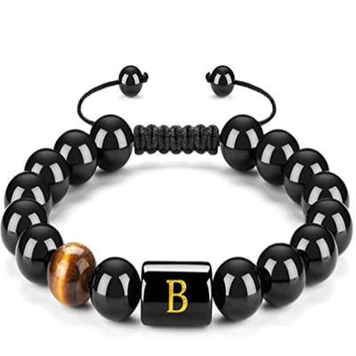 Olivenorma Tiger Eye With Black Onyx Healing Letter Bracelet