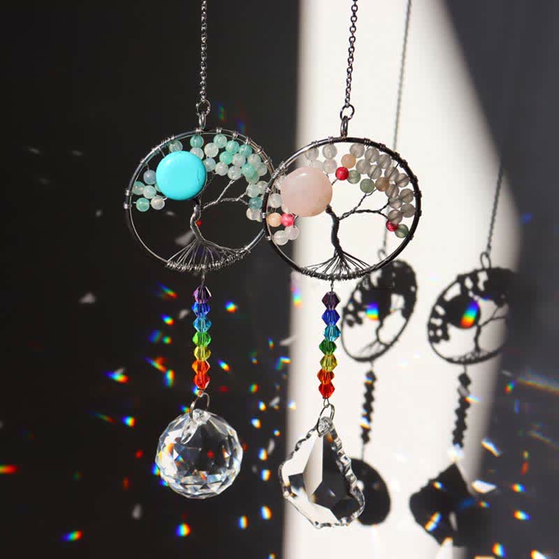 Colorful Tree of Life Crystal Wind Chime Suncatcher