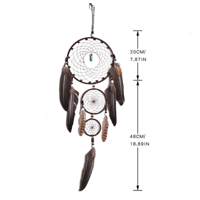 Olivenorma Turquoise Crystal Triple Feather Dream Catcher