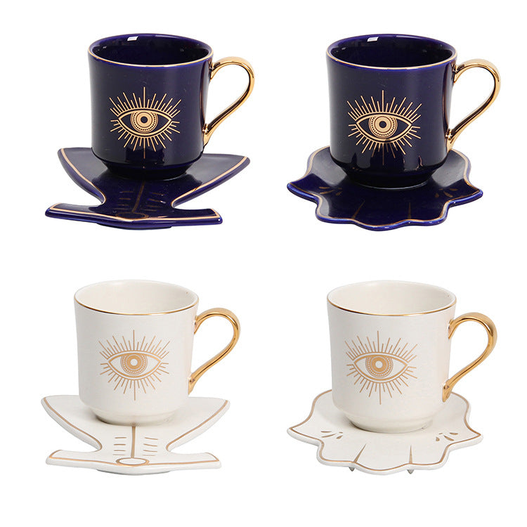 Olivenorma Hamsa Evil Eye Tea Cup Saucer Set Coaster