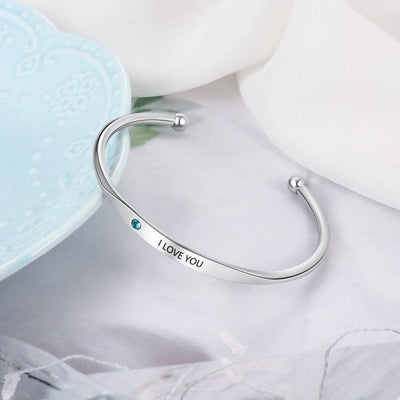 Olivenorma Custom Personalised Bangle Engraving Birthstone Bracelet