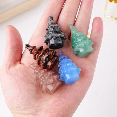 Olivenorma 1pc Natural Crystal Christmas Pine Carving Gemstone Decoration