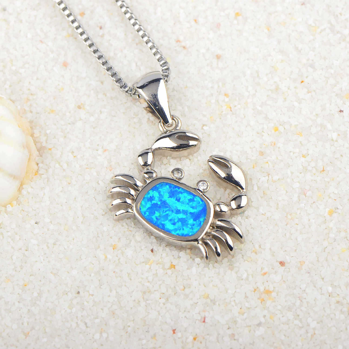 Olivenorma Blue Opal Small Crab Pendant Necklace