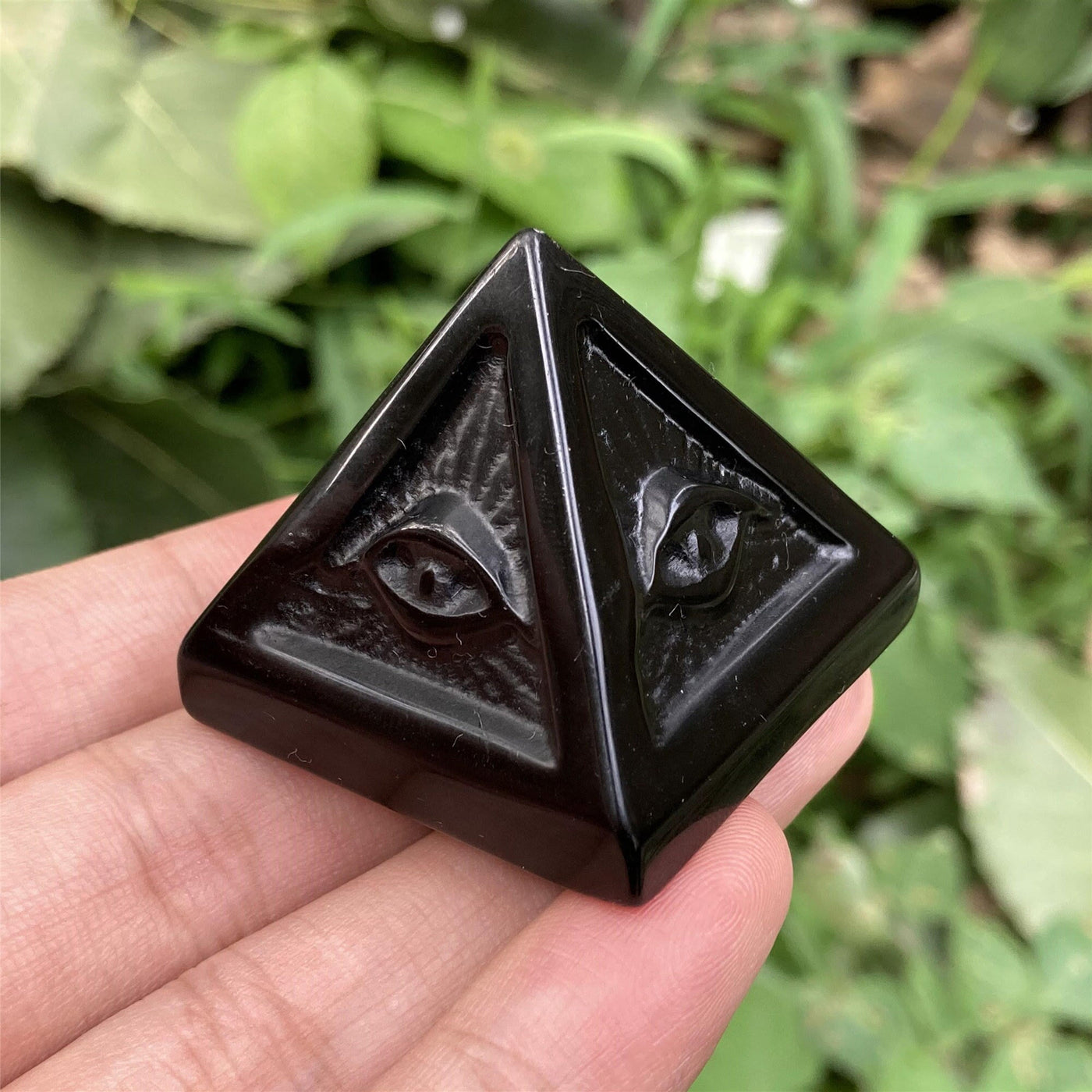 Olivenorma Obsidian Orgone Pyramid Gemstone Decoration