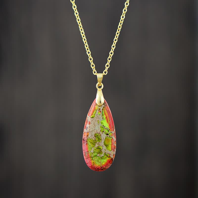 Olivenorma Natural Color Emperor Stone Water Drop Pendant Necklace