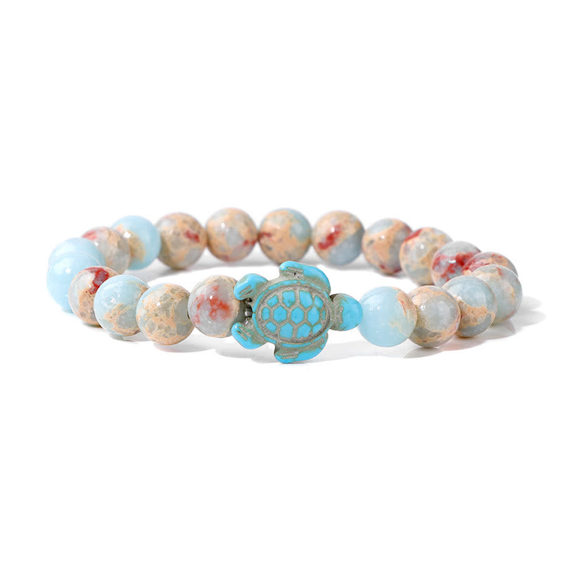 Olivenorma "Sense of Flow" - Natural Stone Turquoise Turtle Simple Bracelet