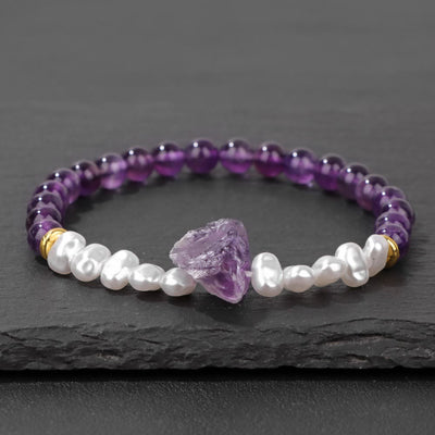 Olivenorma 6mm Irregular Natural Crystal Beads Bracelet