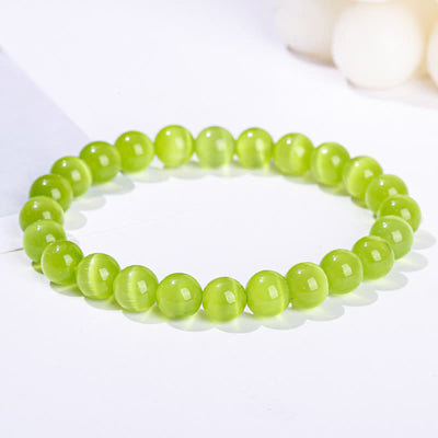 Olivenorma 6-10mm Colorful Cat's Eye Stone Beaded Bracelet