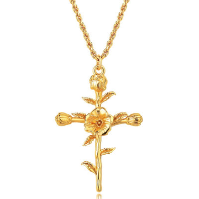 Olivenorma Dainty 18k Gold Plated Birth Flower Necklace