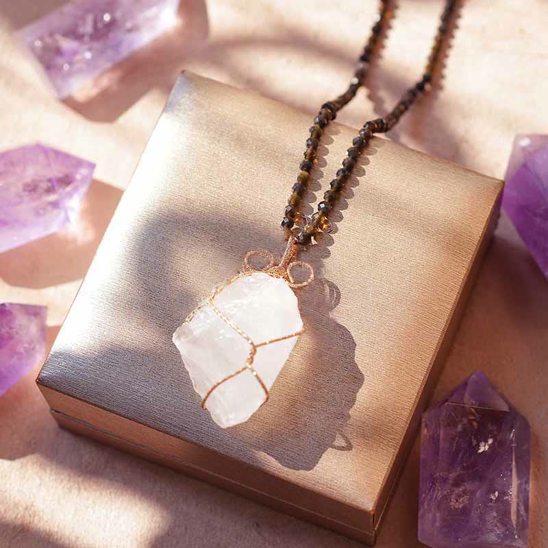 Olivenorma Natural Crystal Rough Handmade Pendant Necklace