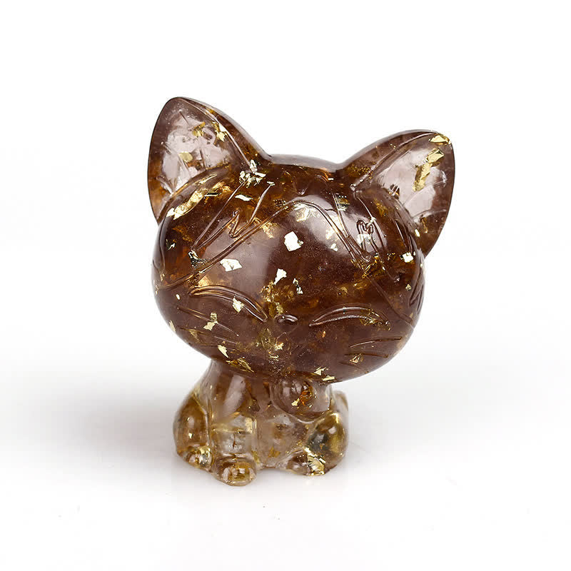 Olivenorma Natural Crystal Cat Gemstone Decoration