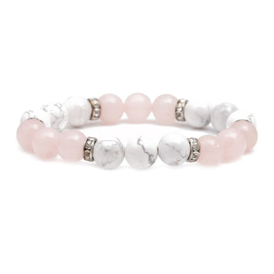 Olivenorma Lava Stone Rose Pink Quartz Beaded Bracelet