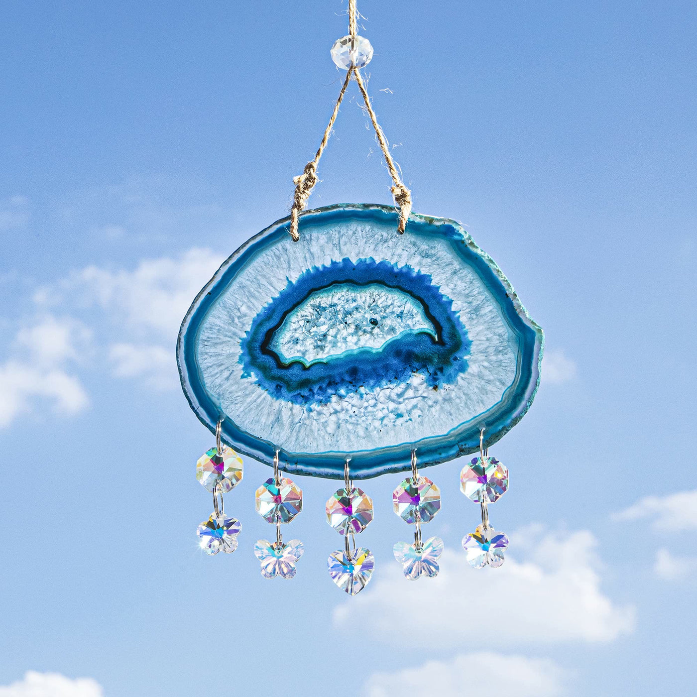 Olivenorma Blue Agate Hanging Suncatcher Ornament Wind Chime