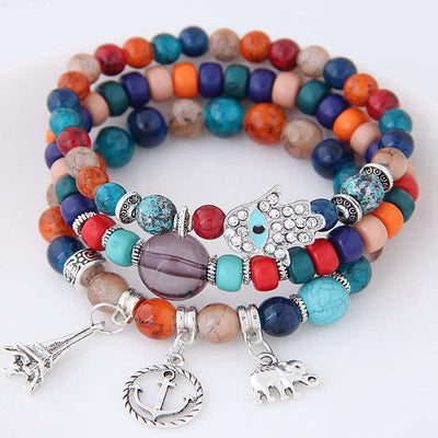 Olivenorma Elephant Tower Evil Eye Hamsa Bracelet Set