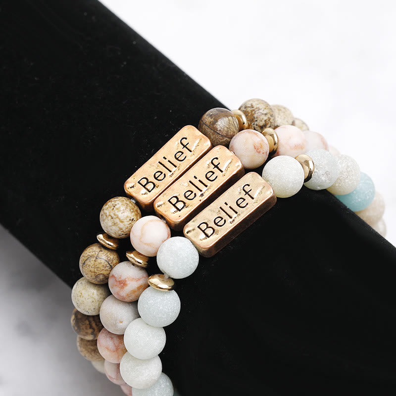 Olivenorma Natural Gemstone Belief Engraving Bracelet