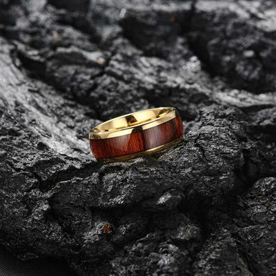 Olivenorma Koa Wood and Abalone Shell Tungsten Carbide Ring