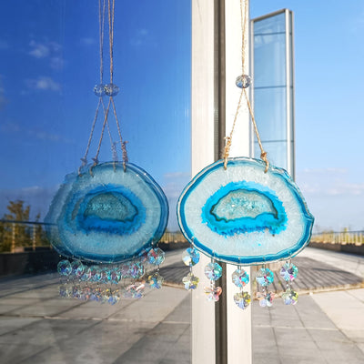 Olivenorma Blue Agate Hanging Suncatcher Ornament Wind Chime