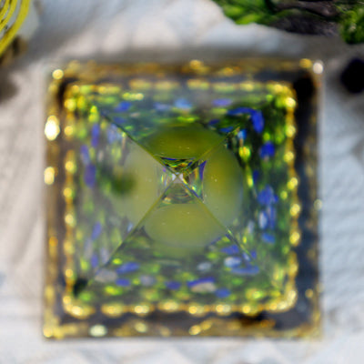 Peridot Lapis Lazuli Mushroom Orgone Pyramid