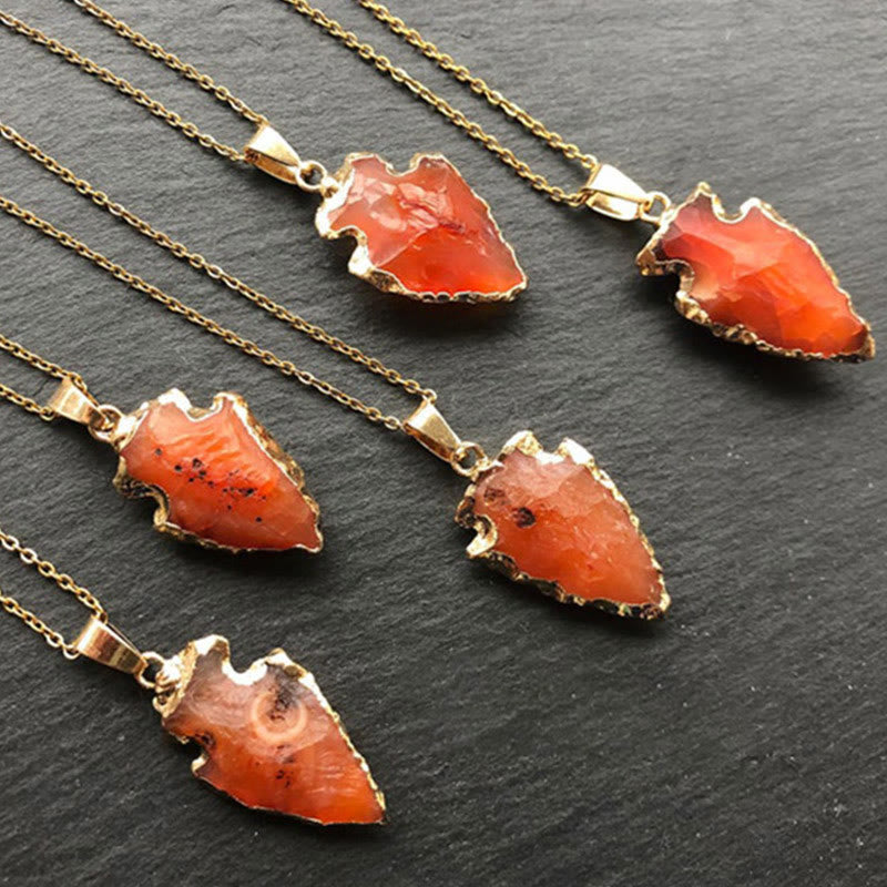 Olivenorma Natural Crystal Carnelian Arrowhead Necklace