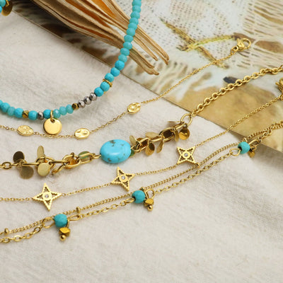 Olivenorma Natural Turquoise Star Stacking Bracelet Set