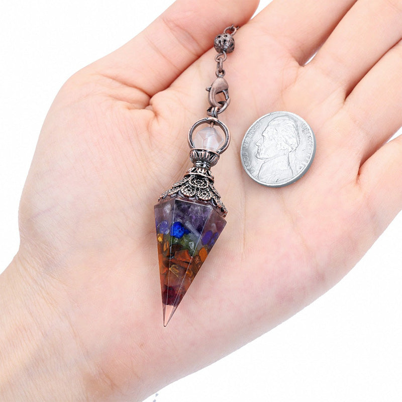 Natural Crystal 7 Chakra Meditation Pendulum