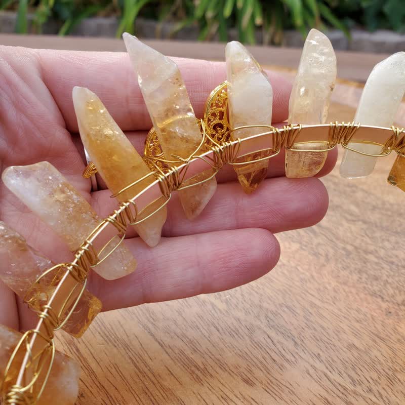 Olivenorma Citrine Crown with Gold Moon Phase Crystal Crown