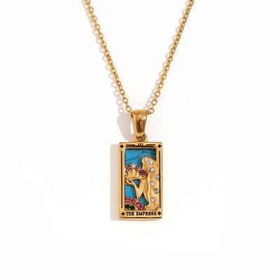 Olivenorma Stainless Steel 18k Gold Plated Tarot Card Necklace