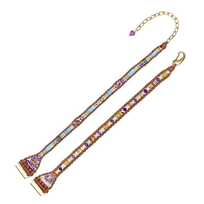 Olivenorma Purple Blue Crystal Beaded Braided Samsung Strap Bracelet