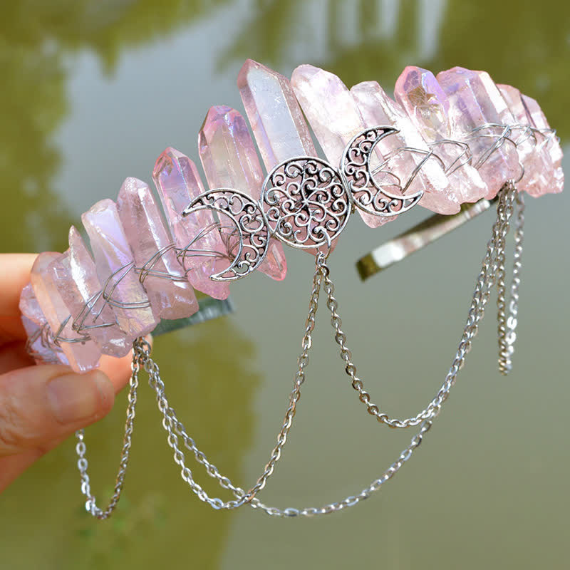 Olivenorma Cresent Moon Goddess Natural Crystal Crown