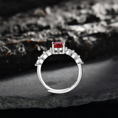 Olivenorma Oval Ruby Quartz Zircon Adjustable Ring