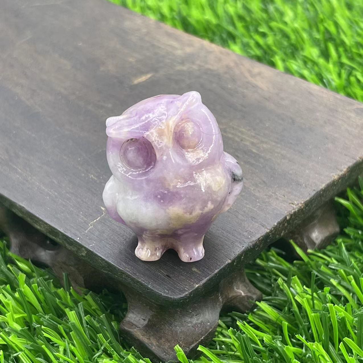 Olivenorma 3.5cm Natural Crystal Owl Ornament Gemstone Decoration