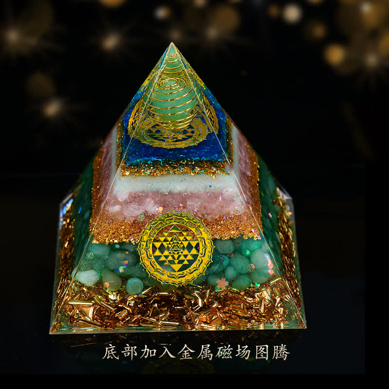 Olivenorma 10cm Good Luck Natural Crystal Ball Orgone Pyramid