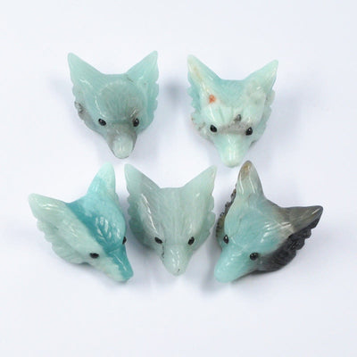 Olivenorma Natural Crystal Carved Wolf Head Accessory Gemstone Decoration - Amazonite - image 11