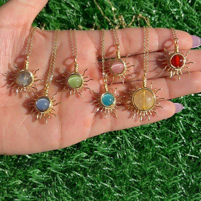 Olivenorma "Catch the sun's rays" - Wire Wrapped Sun Necklace