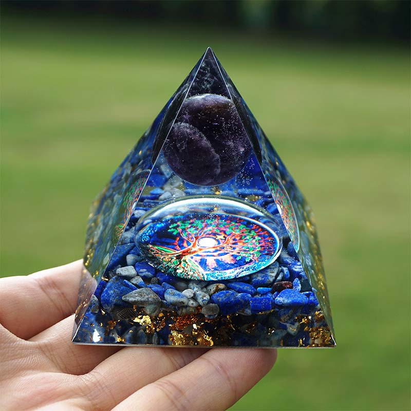 Olivenorma Amethyst With Lapis Lazuli Reki Orgone Pyramid