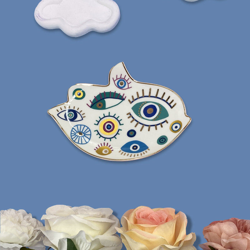 Olivenorma Creative Bird Shape Evil Eye Ceramic Crystal Holder