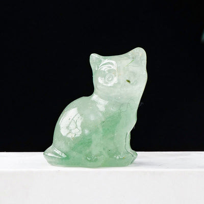 Olivenorma Natural Crystal Lucky Cat Carved Gemstone Decoration