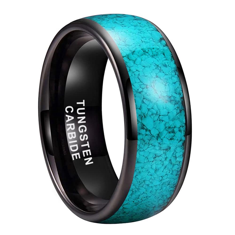 Olivenorma Crushed Turquoise Tungsten Carbide Men Ring